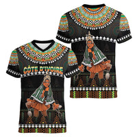 Ivory Coast Festival Of Masks Women V-Neck T-Shirt Traditional Zaouli Dance LT05 - Wonder Print Shop