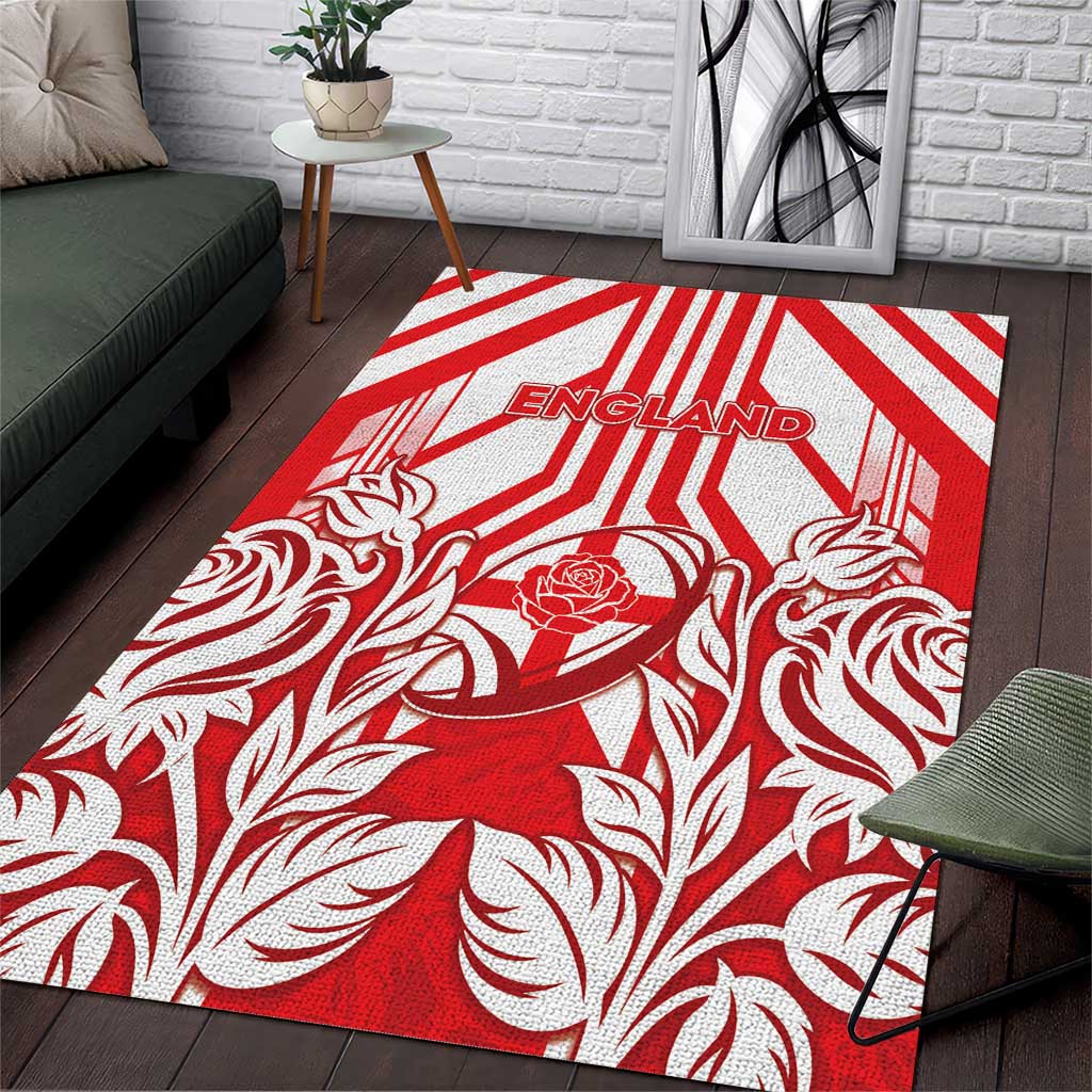 England Red Rose Rugby Area Rug Sporty Style - Wonder Print Shop