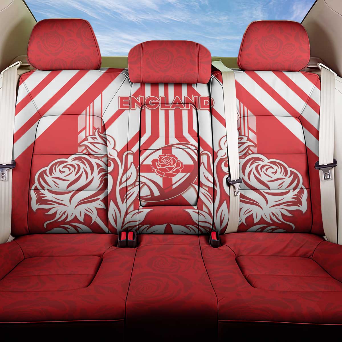 England Red Rose Rugby Back Car Seat Cover Sporty Style - Wonder Print Shop