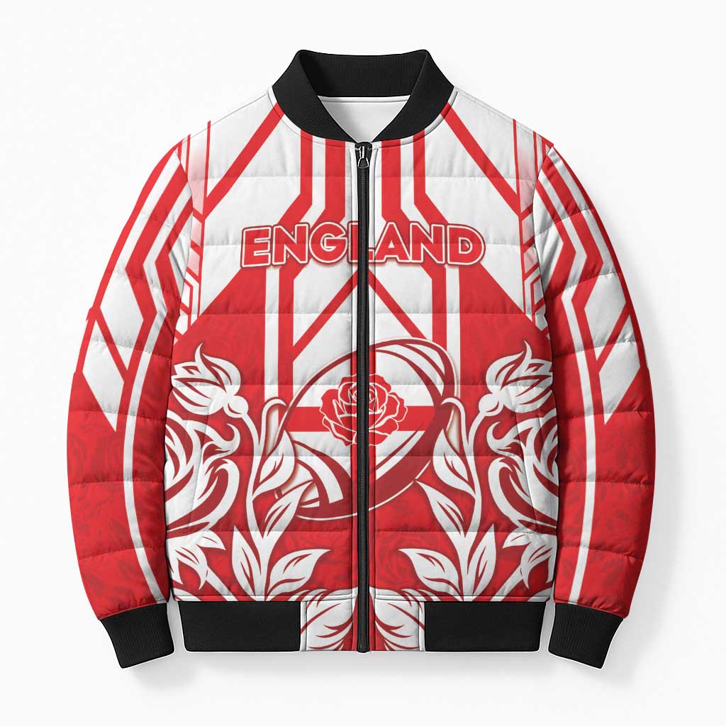 England Red Rose Rugby Custom Bomber Puffer Jacket Sporty Style - Wonder Print Shop
