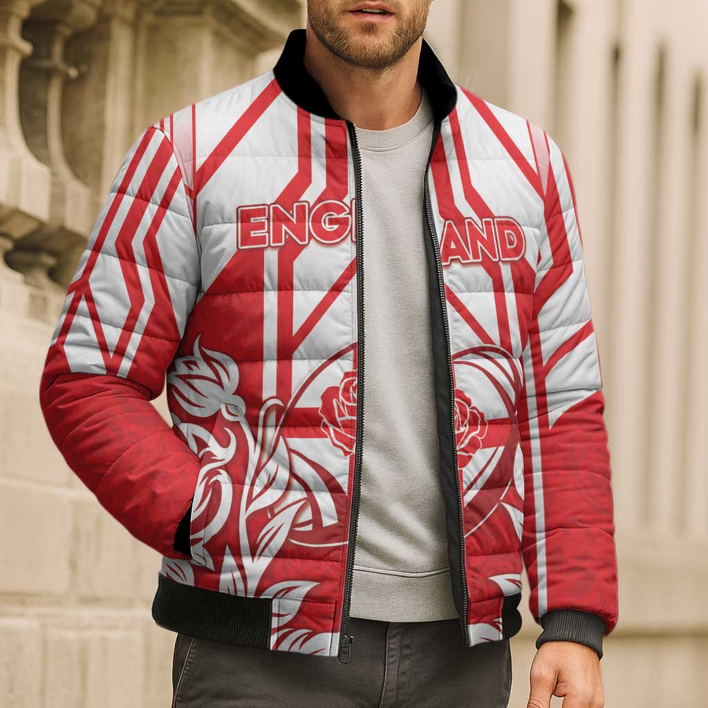 England Red Rose Rugby Custom Bomber Puffer Jacket Sporty Style - Wonder Print Shop