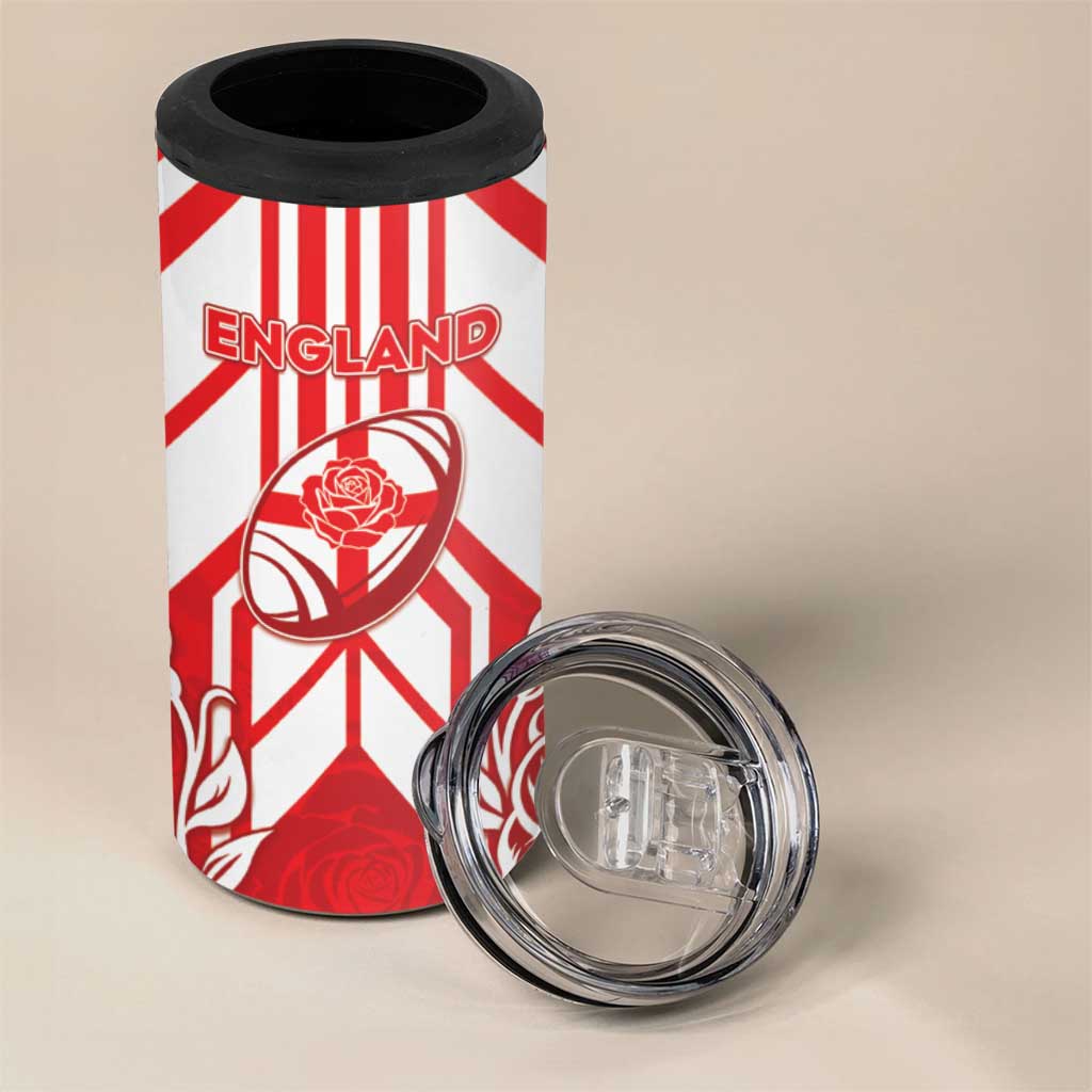 England Red Rose Rugby Custom 4 in 1 Can Cooler Tumbler Sporty Style - Wonder Print Shop