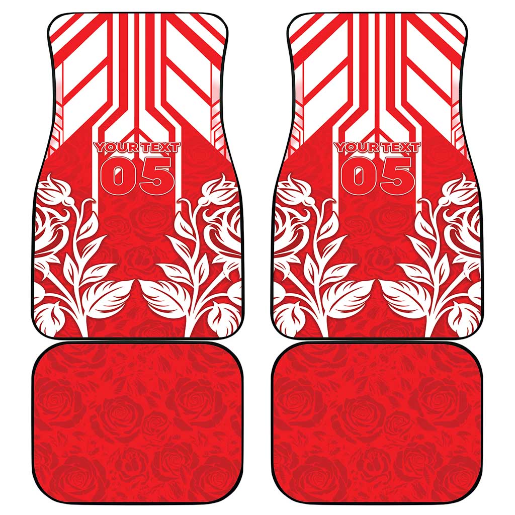 England Red Rose Rugby Custom Car Mats Sporty Style - Wonder Print Shop