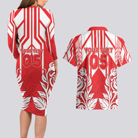England Red Rose Rugby Custom Couples Matching Long Sleeve Bodycon Dress and Hawaiian Shirt Sporty Style - Wonder Print Shop