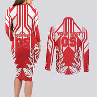 England Red Rose Rugby Custom Couples Matching Long Sleeve Bodycon Dress and Long Sleeve Button Shirt Sporty Style - Wonder Print Shop