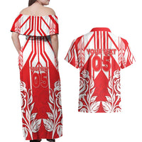 England Red Rose Rugby Custom Couples Matching Off Shoulder Maxi Dress and Hawaiian Shirt Sporty Style - Wonder Print Shop