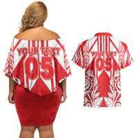 England Red Rose Rugby Custom Couples Matching Off Shoulder Short Dress and Hawaiian Shirt Sporty Style - Wonder Print Shop
