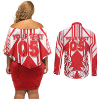 England Red Rose Rugby Custom Couples Matching Off Shoulder Short Dress and Long Sleeve Button Shirt Sporty Style - Wonder Print Shop