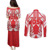 England Red Rose Rugby Custom Couples Matching Puletasi and Long Sleeve Button Shirt Sporty Style - Wonder Print Shop