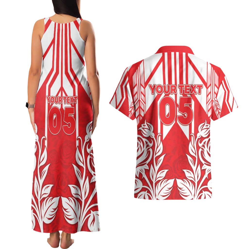 England Red Rose Rugby Custom Couples Matching Tank Maxi Dress and Hawaiian Shirt Sporty Style - Wonder Print Shop