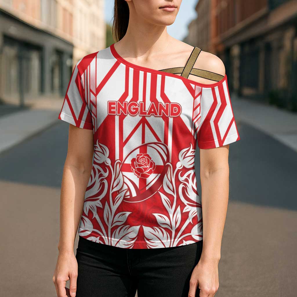 England Red Rose Rugby Custom Cross Shoulder Shirt Sporty Style - Wonder Print Shop