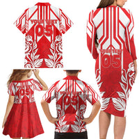 England Red Rose Rugby Custom Family Matching Long Sleeve Bodycon Dress and Hawaiian Shirt Sporty Style - Wonder Print Shop
