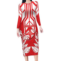 England Red Rose Rugby Custom Family Matching Long Sleeve Bodycon Dress and Hawaiian Shirt Sporty Style - Wonder Print Shop