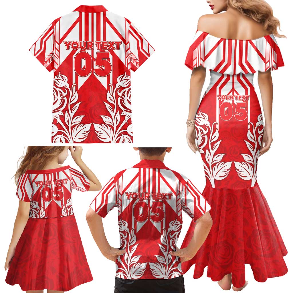 England Red Rose Rugby Custom Family Matching Mermaid Dress and Hawaiian Shirt Sporty Style - Wonder Print Shop