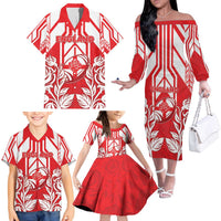 England Red Rose Rugby Custom Family Matching Off The Shoulder Long Sleeve Dress and Hawaiian Shirt Sporty Style - Wonder Print Shop