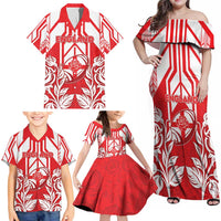 England Red Rose Rugby Custom Family Matching Off Shoulder Maxi Dress and Hawaiian Shirt Sporty Style - Wonder Print Shop