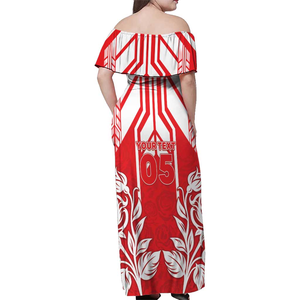 England Red Rose Rugby Custom Family Matching Off Shoulder Maxi Dress and Hawaiian Shirt Sporty Style - Wonder Print Shop