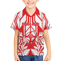 England Red Rose Rugby Custom Family Matching Off Shoulder Short Dress and Hawaiian Shirt Sporty Style - Wonder Print Shop