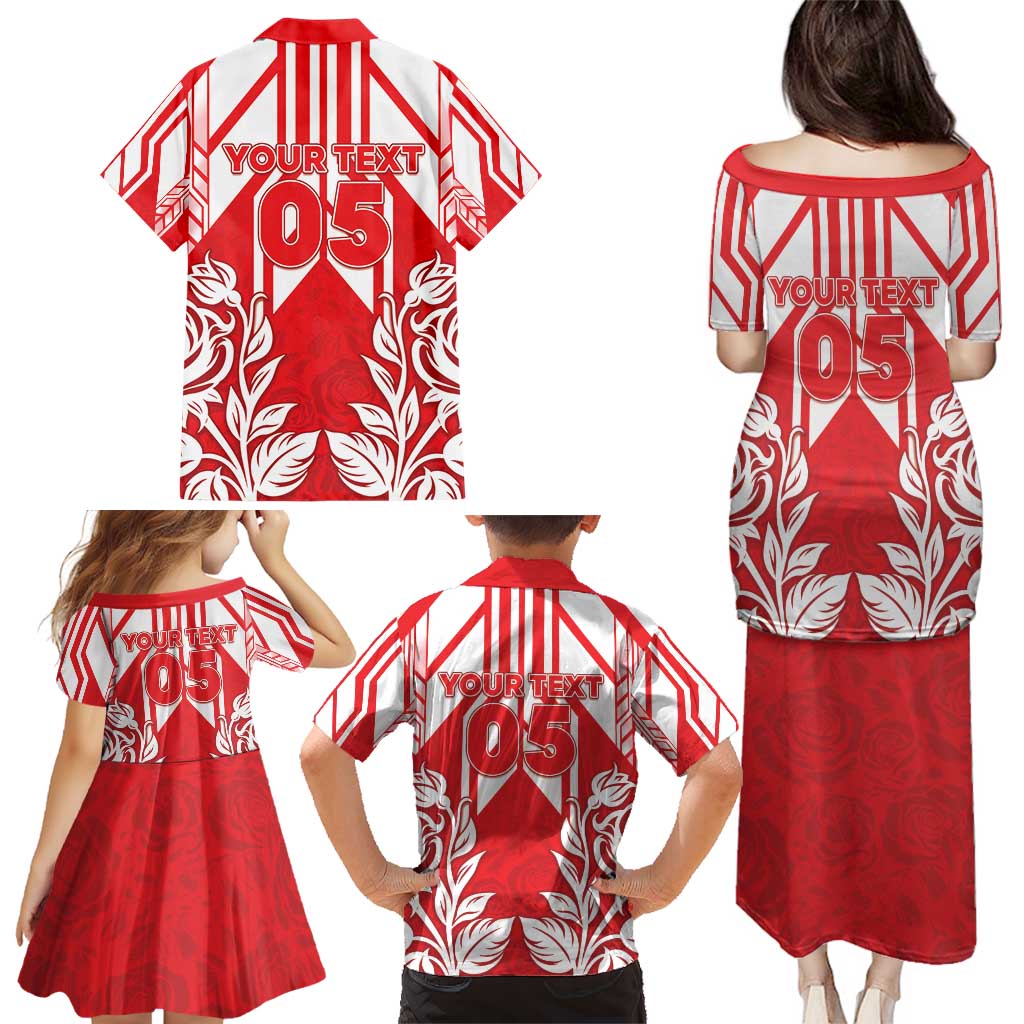 England Red Rose Rugby Custom Family Matching Puletasi and Hawaiian Shirt Sporty Style - Wonder Print Shop