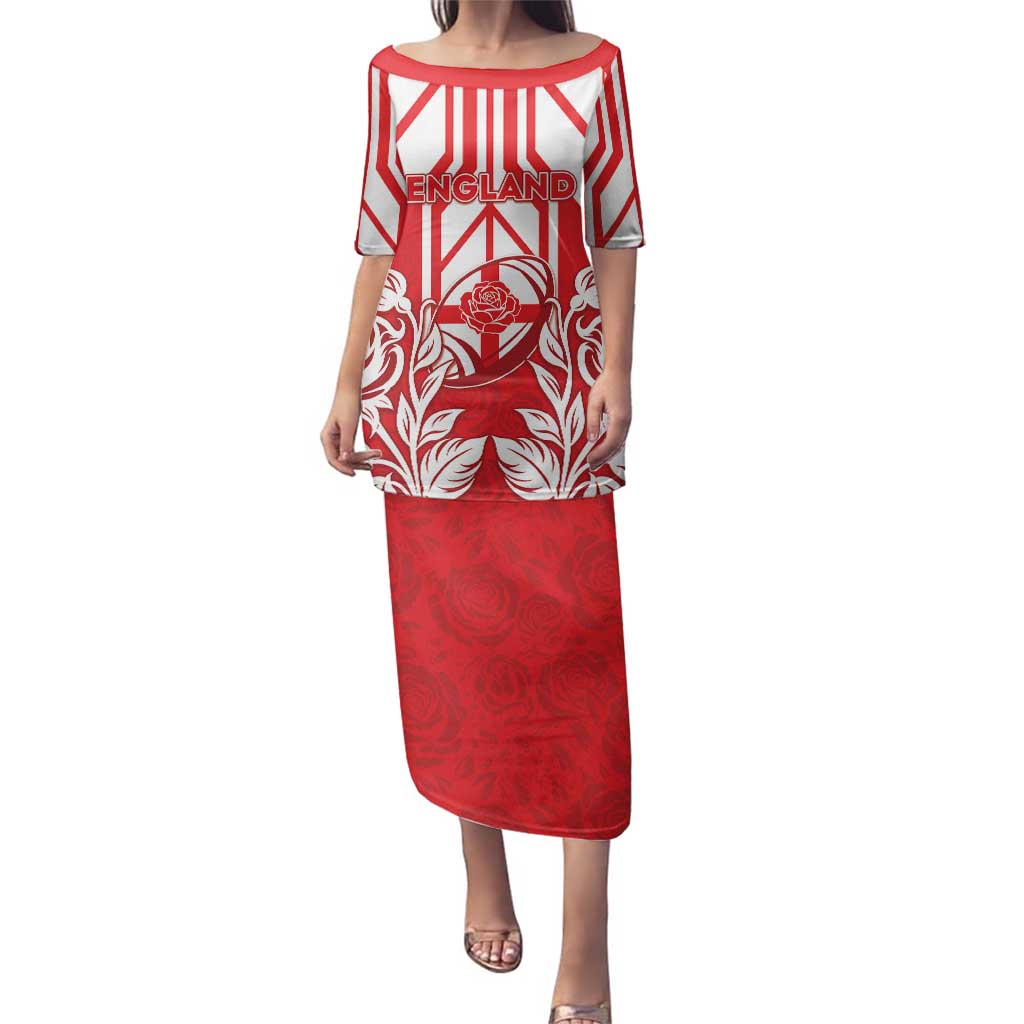 England Red Rose Rugby Custom Family Matching Puletasi and Hawaiian Shirt Sporty Style - Wonder Print Shop