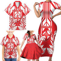 England Red Rose Rugby Custom Family Matching Short Sleeve Bodycon Dress and Hawaiian Shirt Sporty Style - Wonder Print Shop