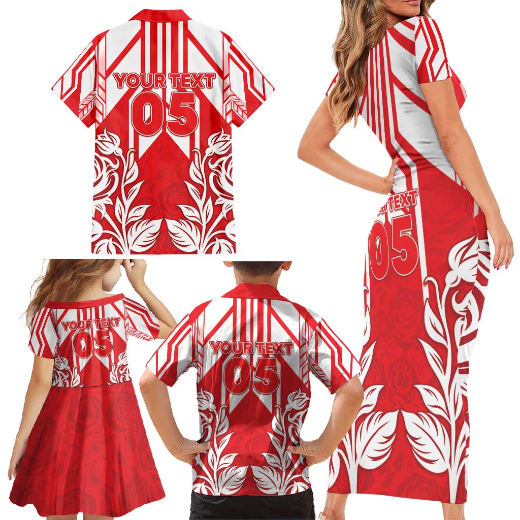 England Red Rose Rugby Custom Family Matching Short Sleeve Bodycon Dress and Hawaiian Shirt Sporty Style - Wonder Print Shop