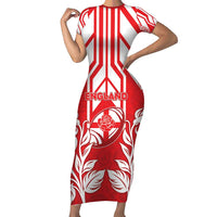 England Red Rose Rugby Custom Family Matching Short Sleeve Bodycon Dress and Hawaiian Shirt Sporty Style - Wonder Print Shop