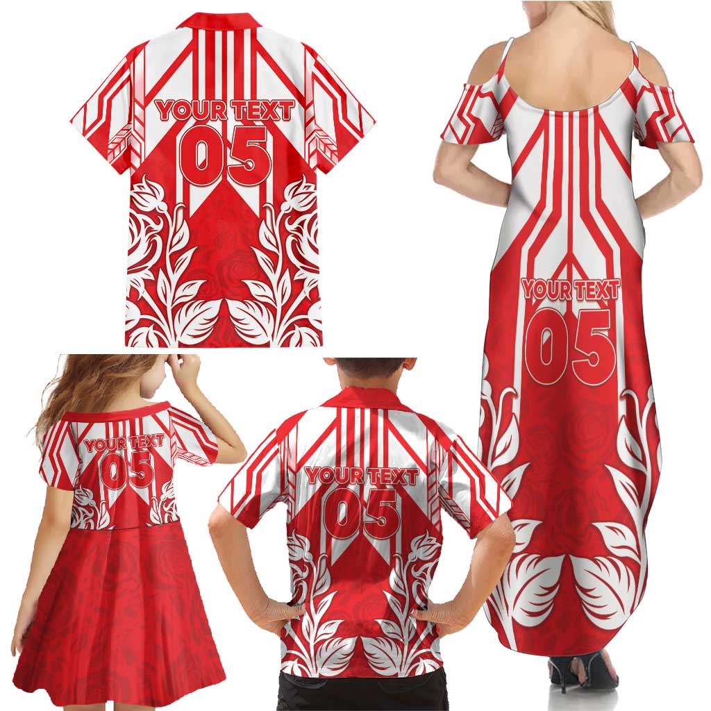 England Red Rose Rugby Custom Family Matching Summer Maxi Dress and Hawaiian Shirt Sporty Style - Wonder Print Shop