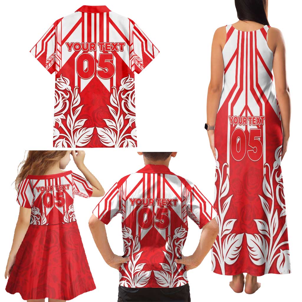 England Red Rose Rugby Custom Family Matching Tank Maxi Dress and Hawaiian Shirt Sporty Style - Wonder Print Shop