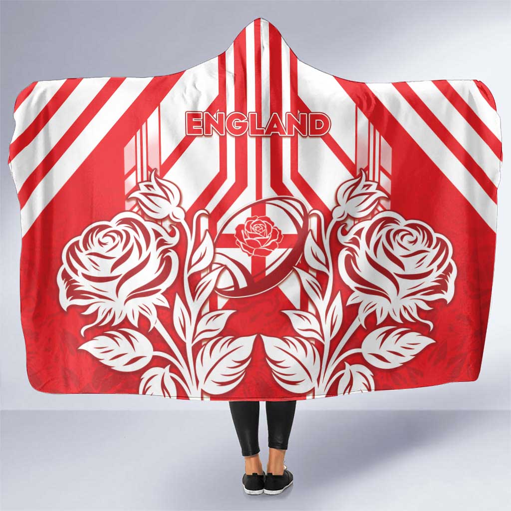 England Red Rose Rugby Hooded Blanket Sporty Style - Wonder Print Shop