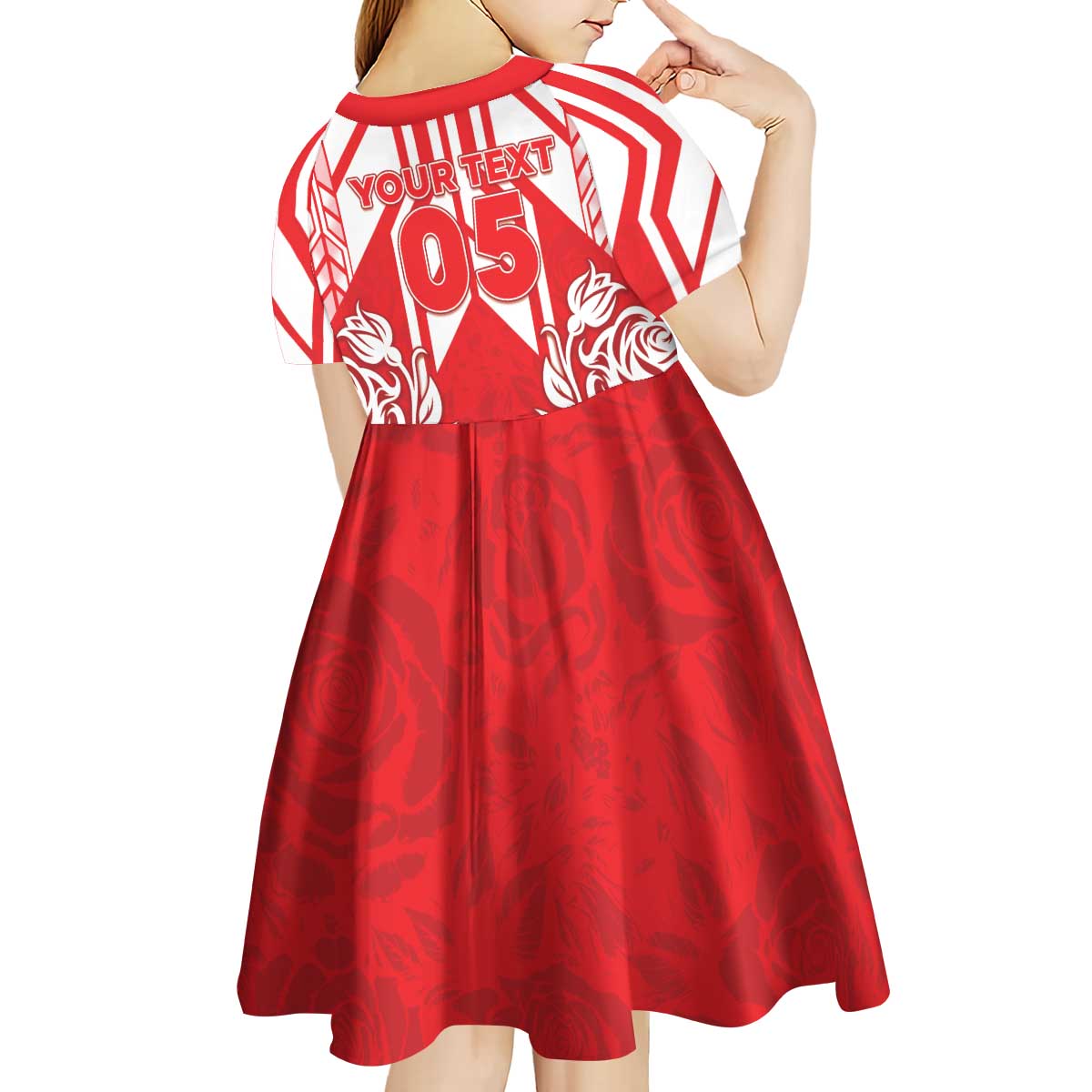 England Red Rose Rugby Custom Kid Short Sleeve Dress Sporty Style - Wonder Print Shop