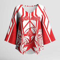 England Red Rose Rugby Custom Kimono Sleeve Blouse Sporty Style - Wonder Print Shop