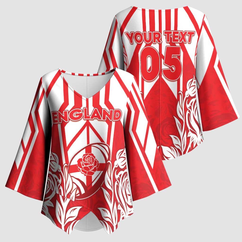 England Red Rose Rugby Custom Kimono Sleeve Blouse Sporty Style - Wonder Print Shop
