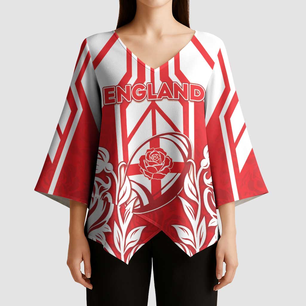 England Red Rose Rugby Custom Kimono Sleeve Blouse Sporty Style - Wonder Print Shop