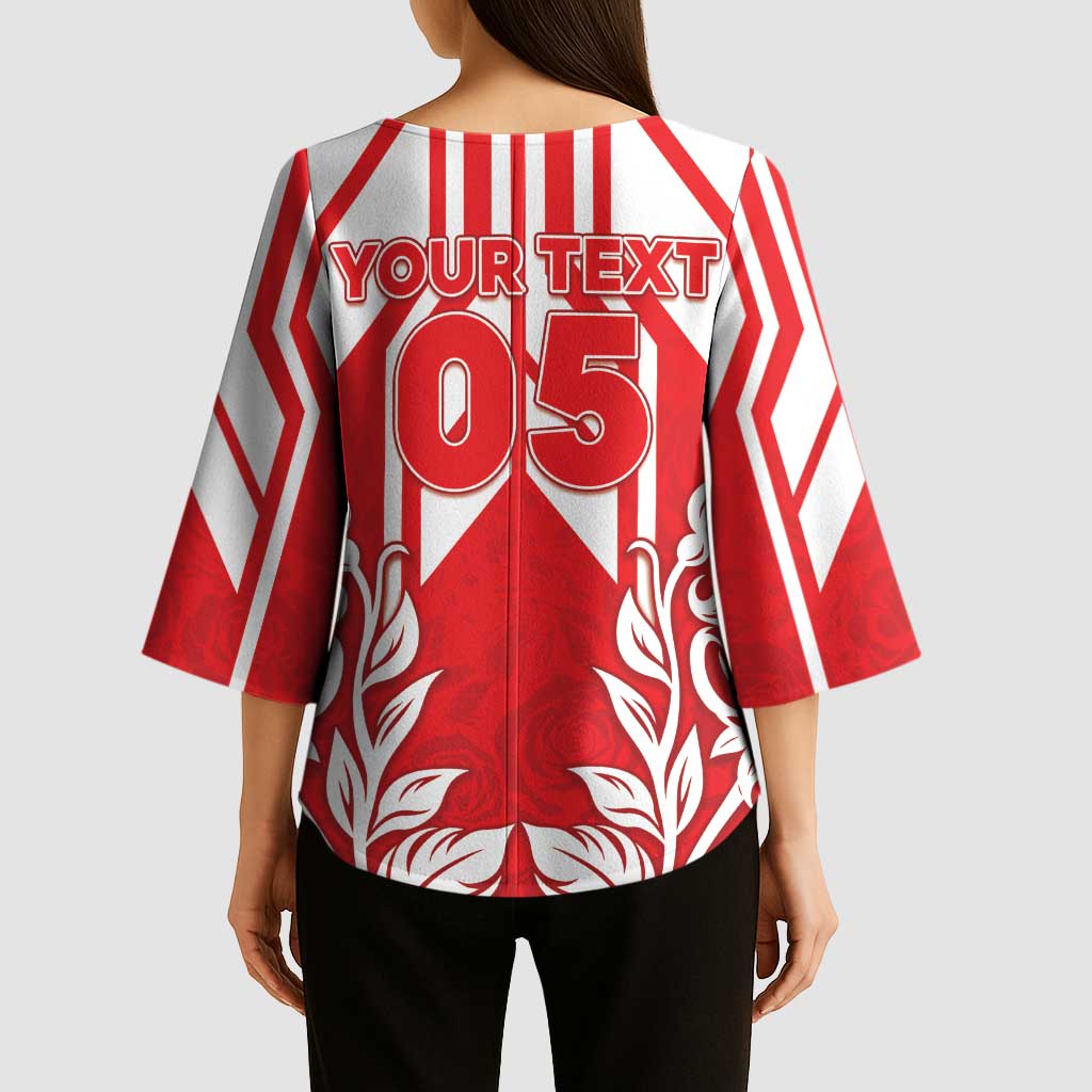 England Red Rose Rugby Custom Kimono Sleeve Blouse Sporty Style - Wonder Print Shop