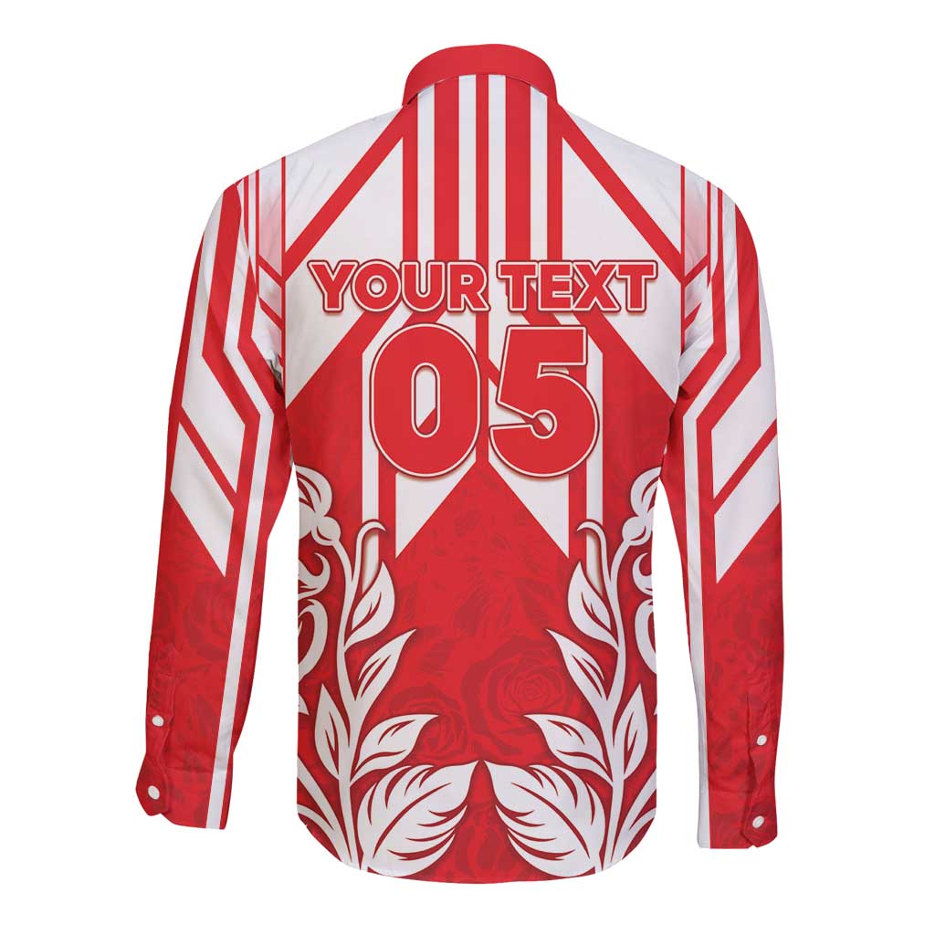 England Red Rose Rugby Custom Long Sleeve Button Shirt Sporty Style - Wonder Print Shop