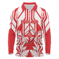England Red Rose Rugby Custom Long Sleeve Polo Shirt Sporty Style - Wonder Print Shop