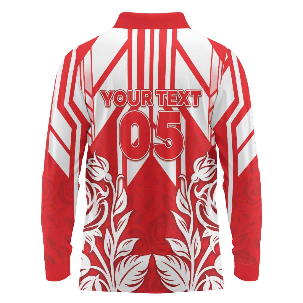 England Red Rose Rugby Custom Long Sleeve Polo Shirt Sporty Style - Wonder Print Shop