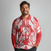 England Red Rose Rugby Custom Long Sleeve Polo Shirt Sporty Style - Wonder Print Shop