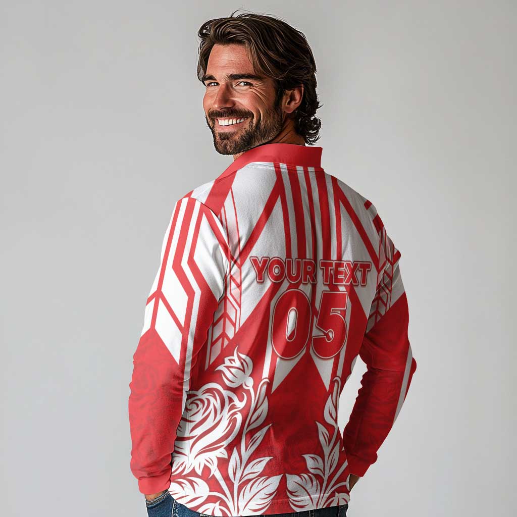 England Red Rose Rugby Custom Long Sleeve Polo Shirt Sporty Style - Wonder Print Shop