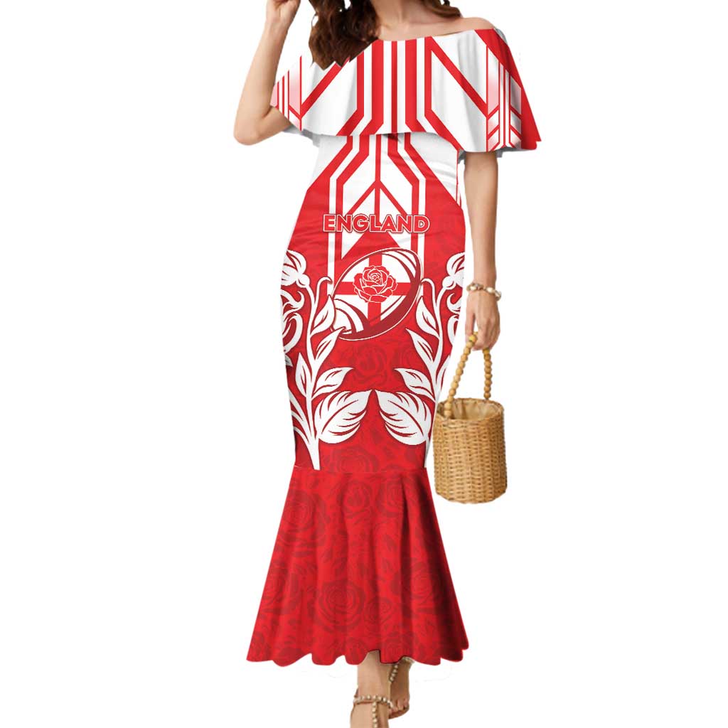 England Red Rose Rugby Custom Mermaid Dress Sporty Style - Wonder Print Shop