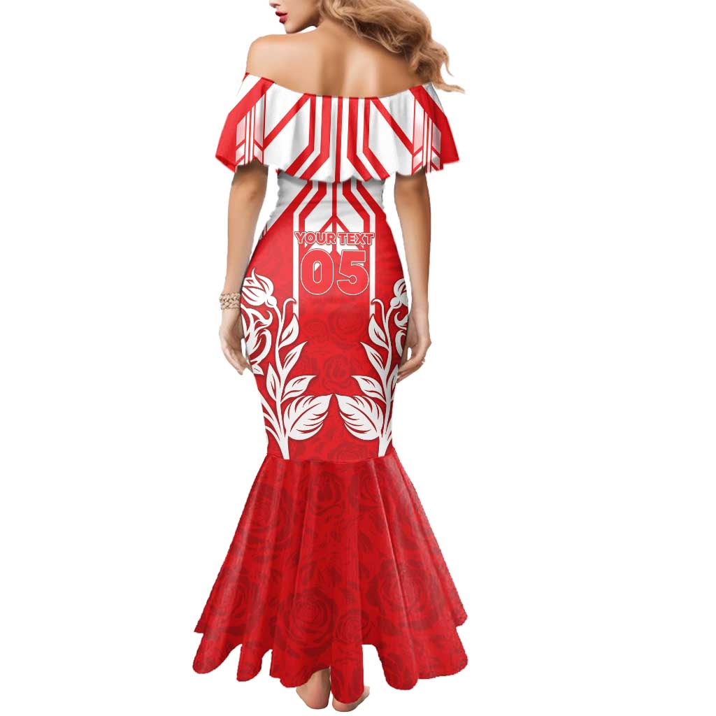 England Red Rose Rugby Custom Mermaid Dress Sporty Style - Wonder Print Shop