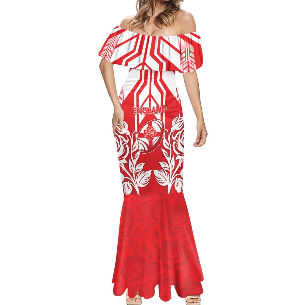 England Red Rose Rugby Custom Mermaid Dress Sporty Style - Wonder Print Shop