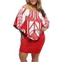 England Red Rose Rugby Custom Off Shoulder Short Dress Sporty Style - Wonder Print Shop