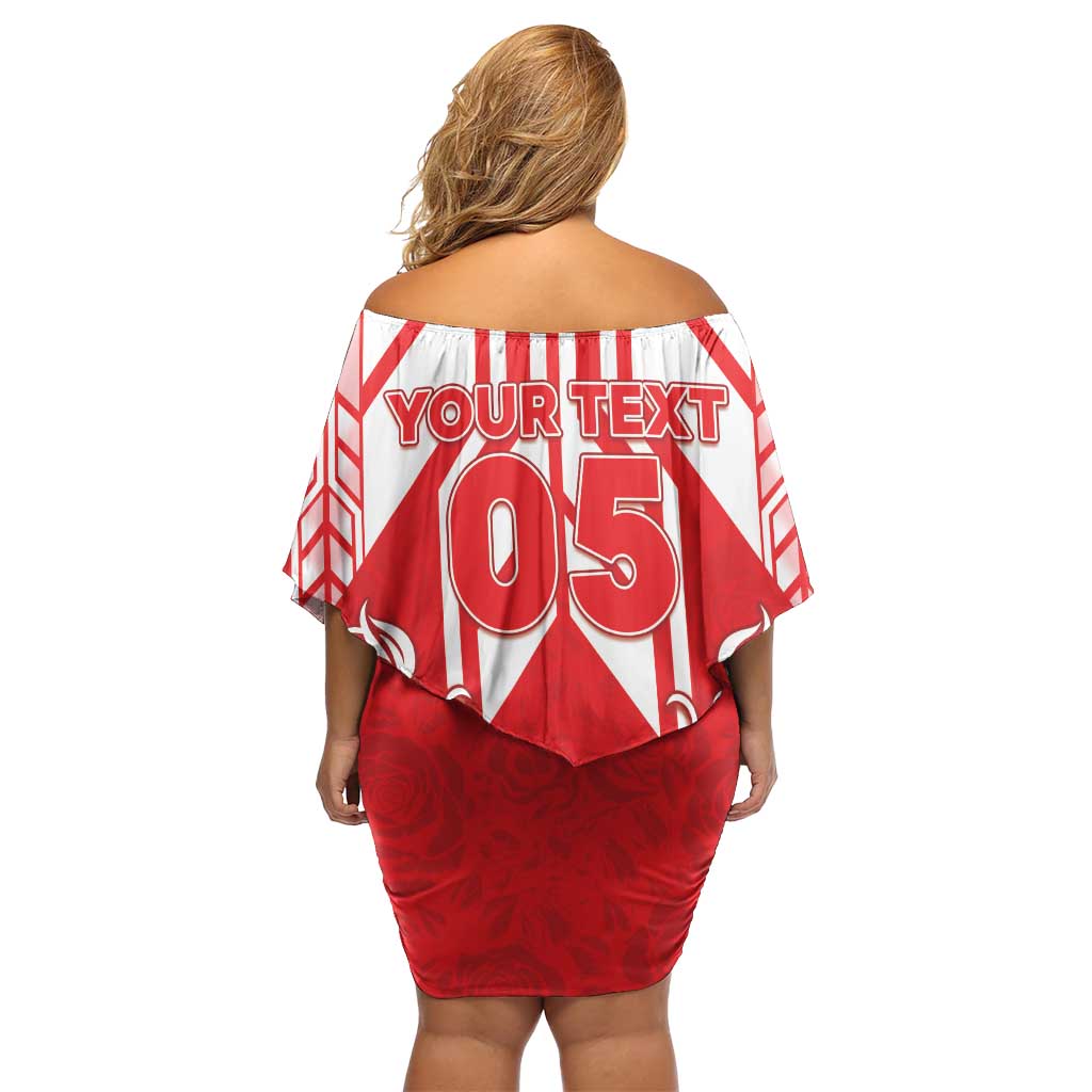 England Red Rose Rugby Custom Off Shoulder Short Dress Sporty Style - Wonder Print Shop