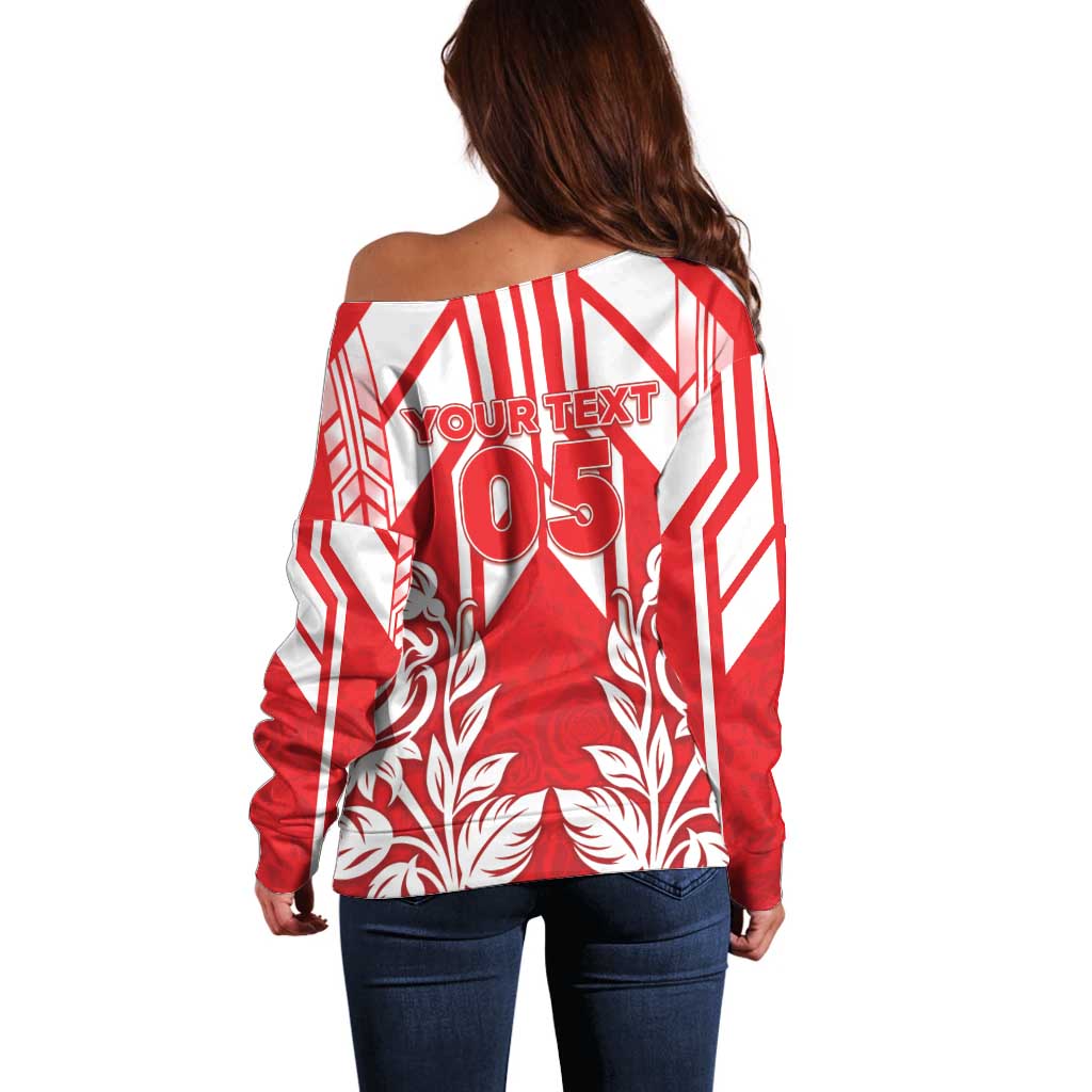 England Red Rose Rugby Custom Off Shoulder Sweater Sporty Style - Wonder Print Shop