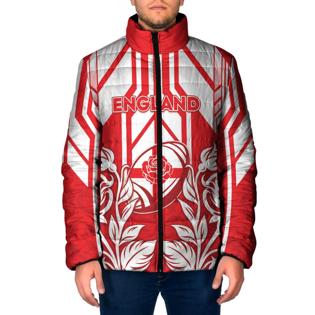 England Red Rose Rugby Custom Padded Jacket Sporty Style - Wonder Print Shop