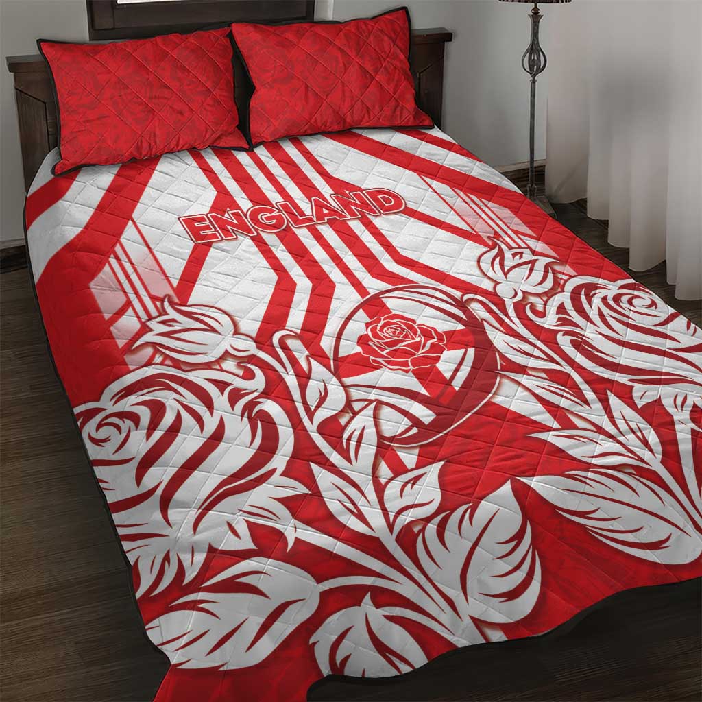 England Red Rose Rugby Quilt Bed Set Sporty Style - Wonder Print Shop