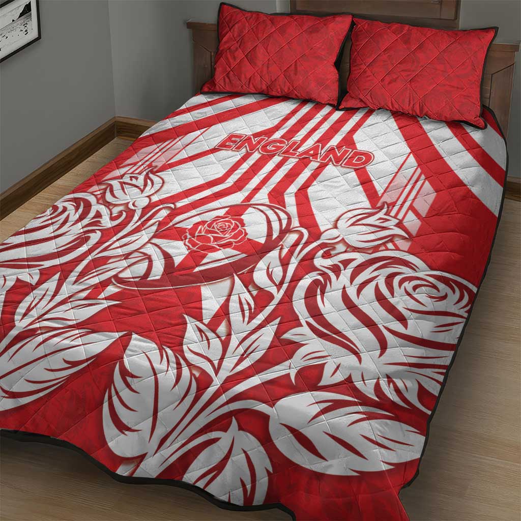 England Red Rose Rugby Quilt Bed Set Sporty Style - Wonder Print Shop
