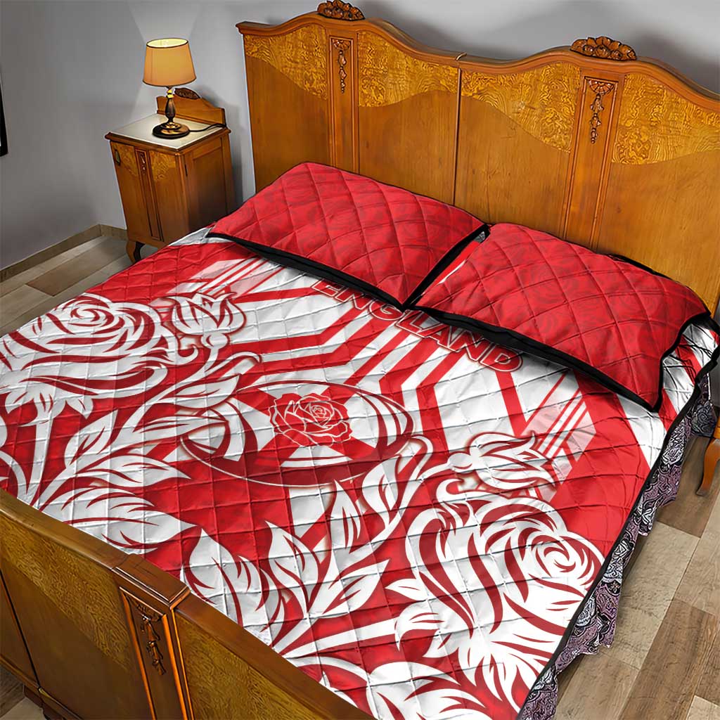 England Red Rose Rugby Quilt Bed Set Sporty Style - Wonder Print Shop